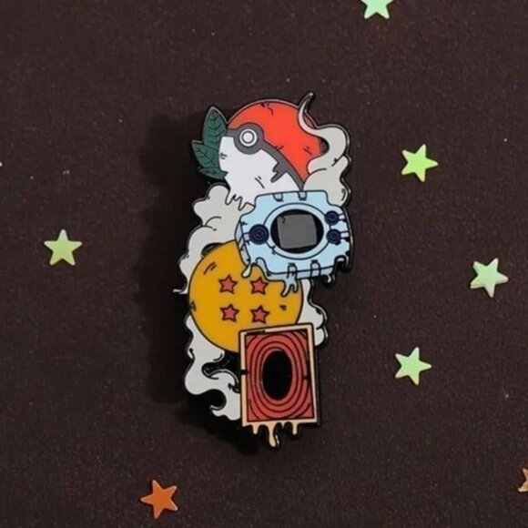 Independent Other - 90's Nostalgia Heroes: Pokémon, Yu-Gi-Oh!, Digimon, Dragon Ball Z Enamel pin